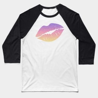 Pastel Sunset Ombre Faux Glitter Lips Baseball T-Shirt